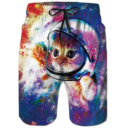 Lustige Badehose mit Weltraum-Astronauten-Katze