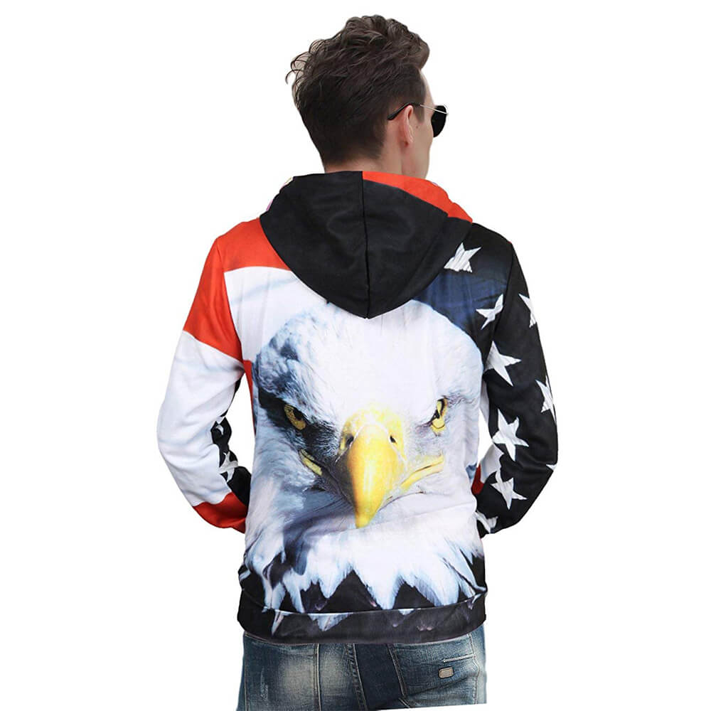 Lustiger Kapuzenpullover mit amerikanischer Flagge und Adler