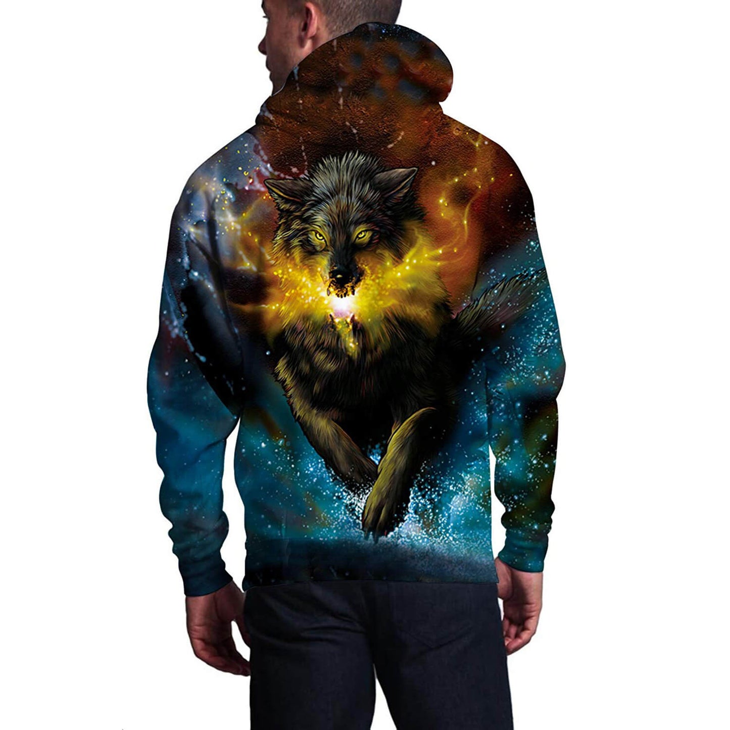 Galaxy – Glitzernder Wolfs-Kapuzenpullover