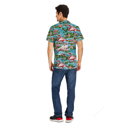 Lotus Pink Flamingo Ugly Hawaiian Shirt