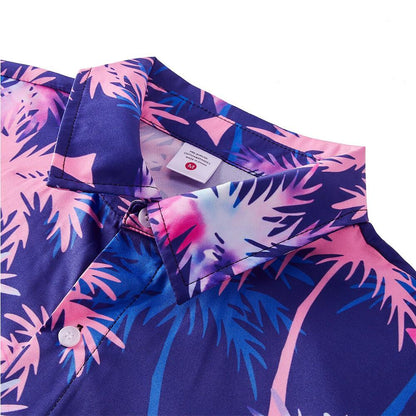 Palmboom Blauw Grappig Hawaiiaans Shirt