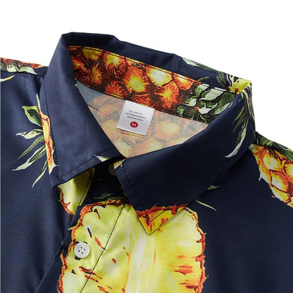 Donkerblauw ananas grappig Hawaiiaans shirt