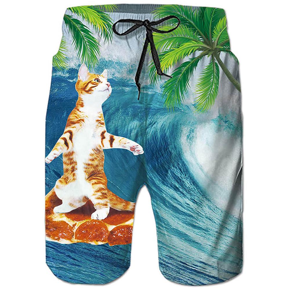 Lustige Badehose mit Katzen-Surf-Pizza