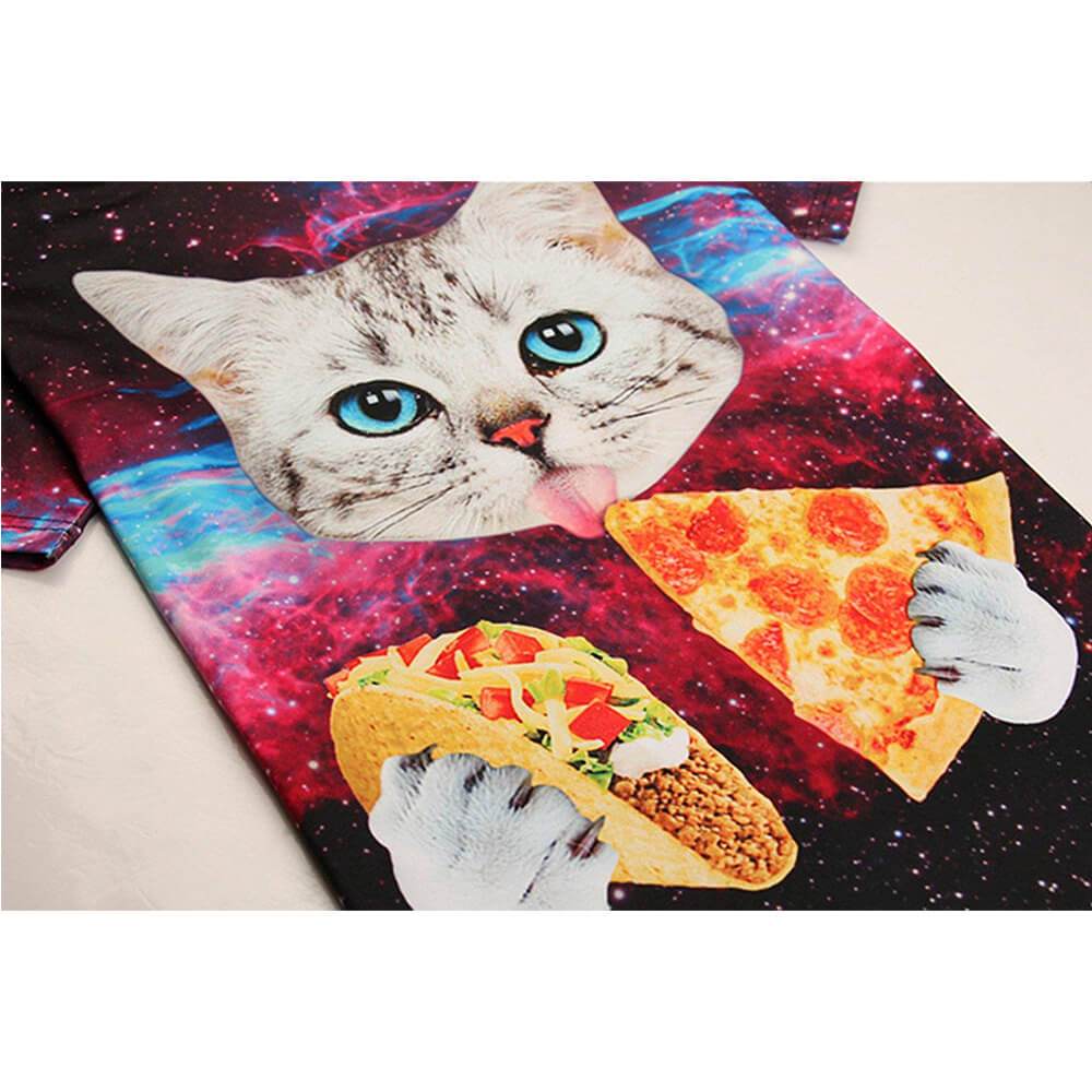 Lustiges Taco-Pizza-Katzen-T-Shirt