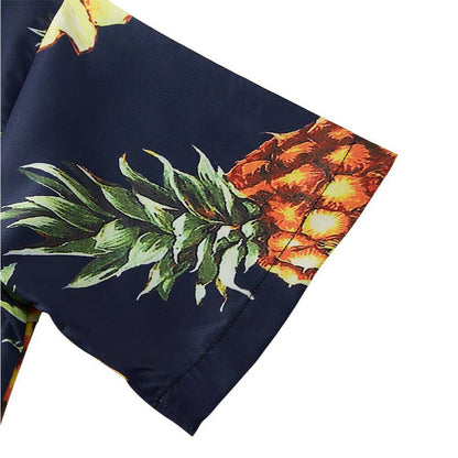 Donkerblauw ananas grappig Hawaiiaans shirt