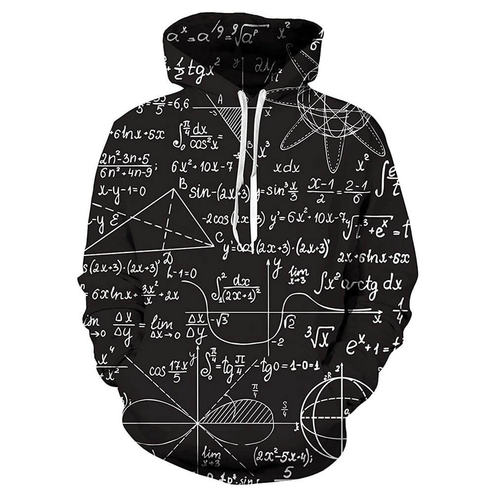 Schwarzer Hoodie mit Mathe-Print