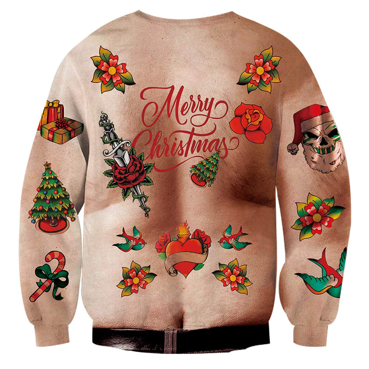 bare chest ugly christmas sweater