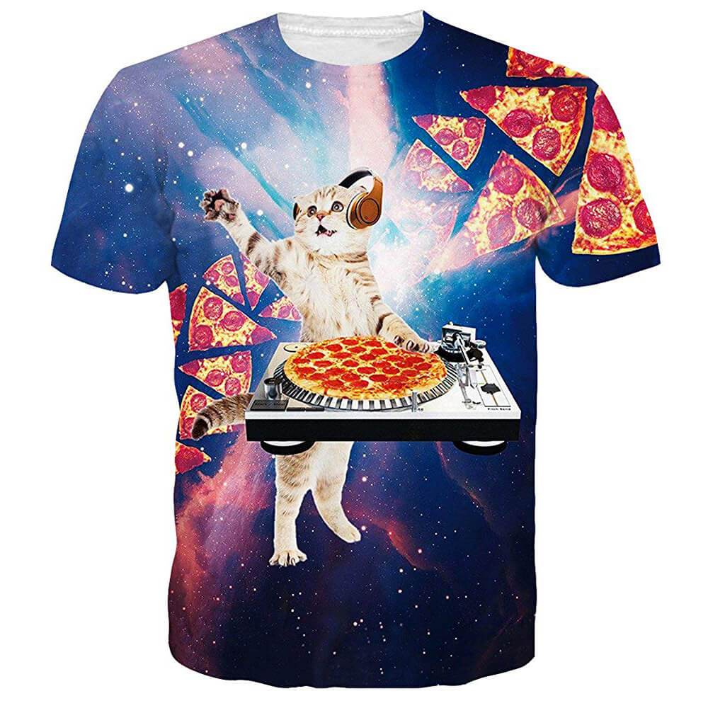 Pizza Dj Cat Grappig T-shirt