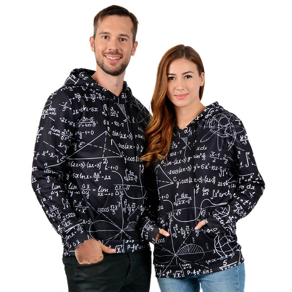 Schwarzer Hoodie mit Mathe-Print