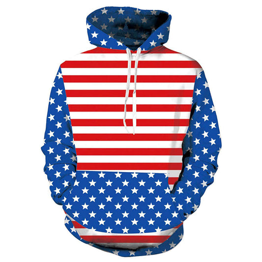 Blauer Kapuzenpullover mit amerikanischer Flagge