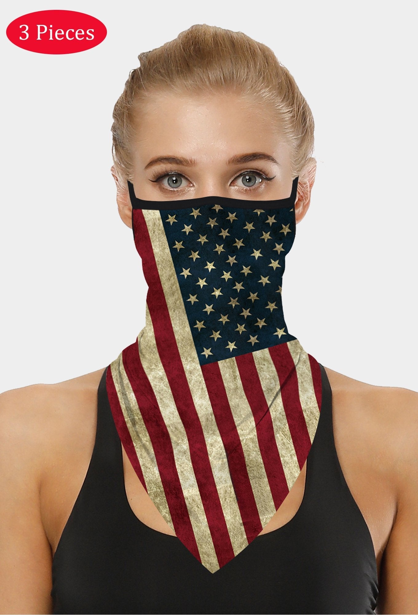 Bandana-Schal mit amerikanischer Flagge und Ohrschlaufen