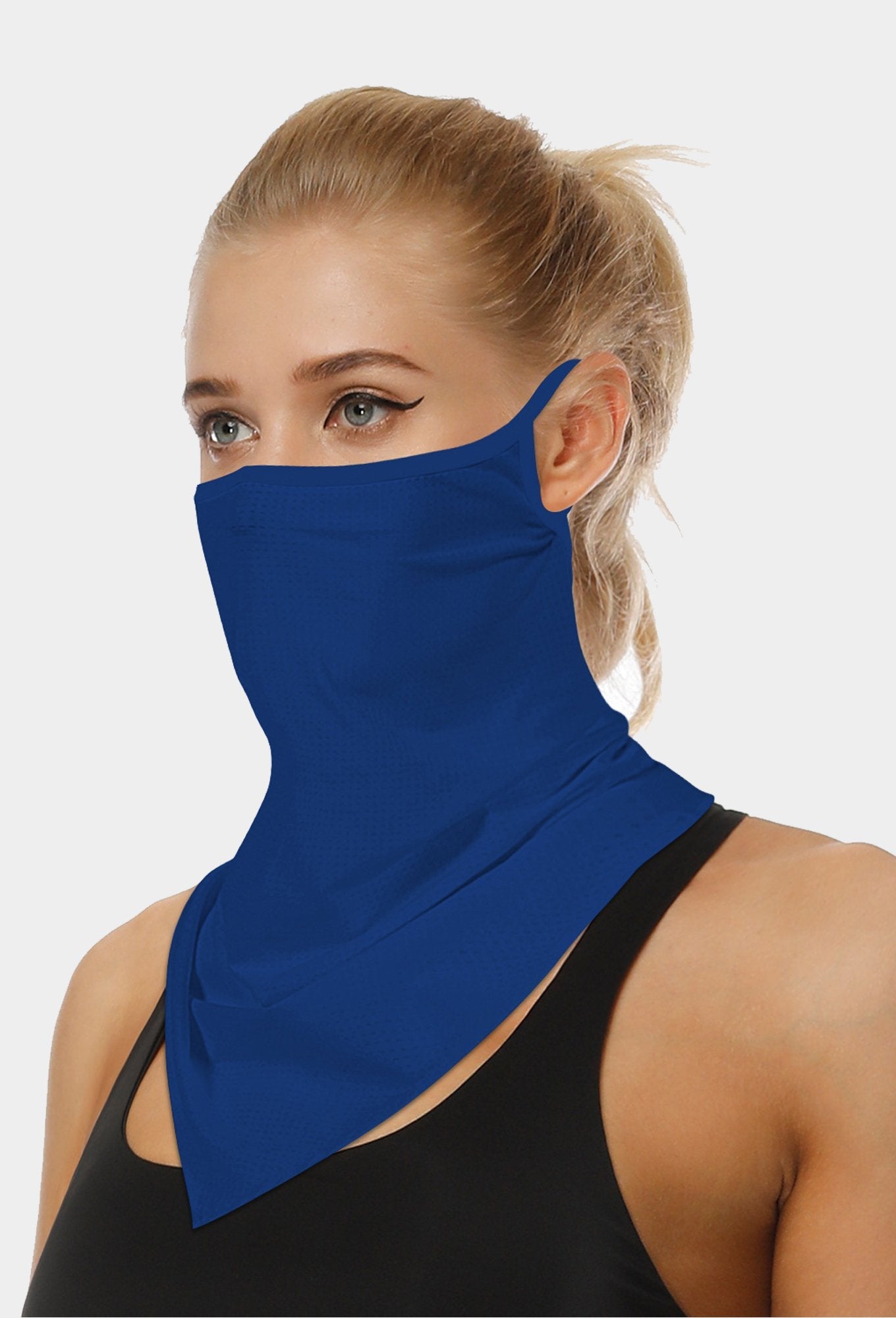 Blaues Gesichtsbandana mit Ohrschlaufen