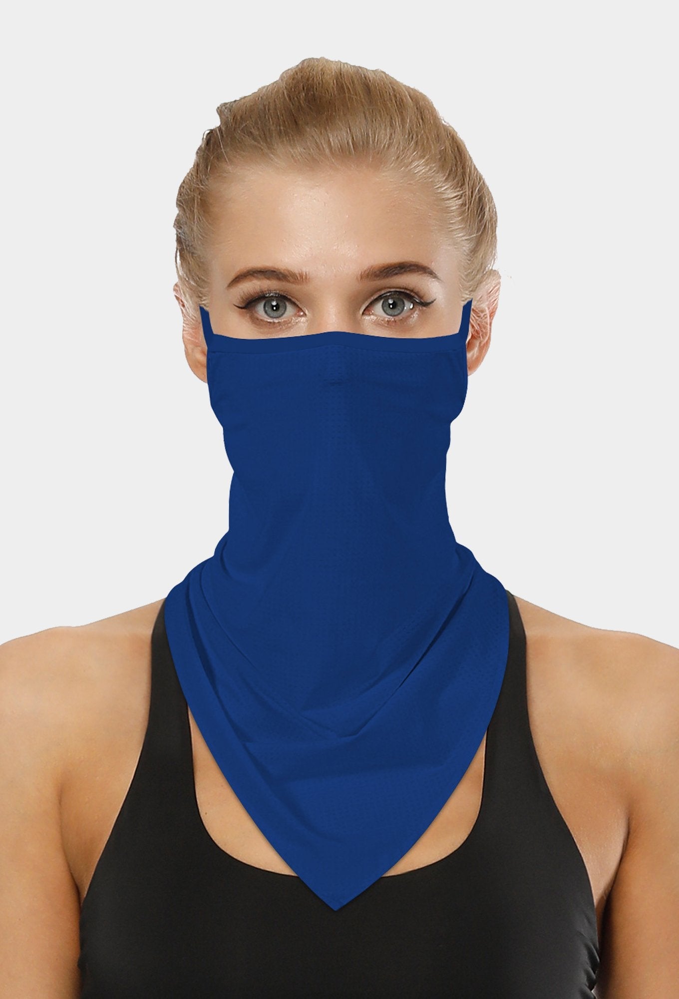 Blaues Gesichtsbandana mit Ohrschlaufen