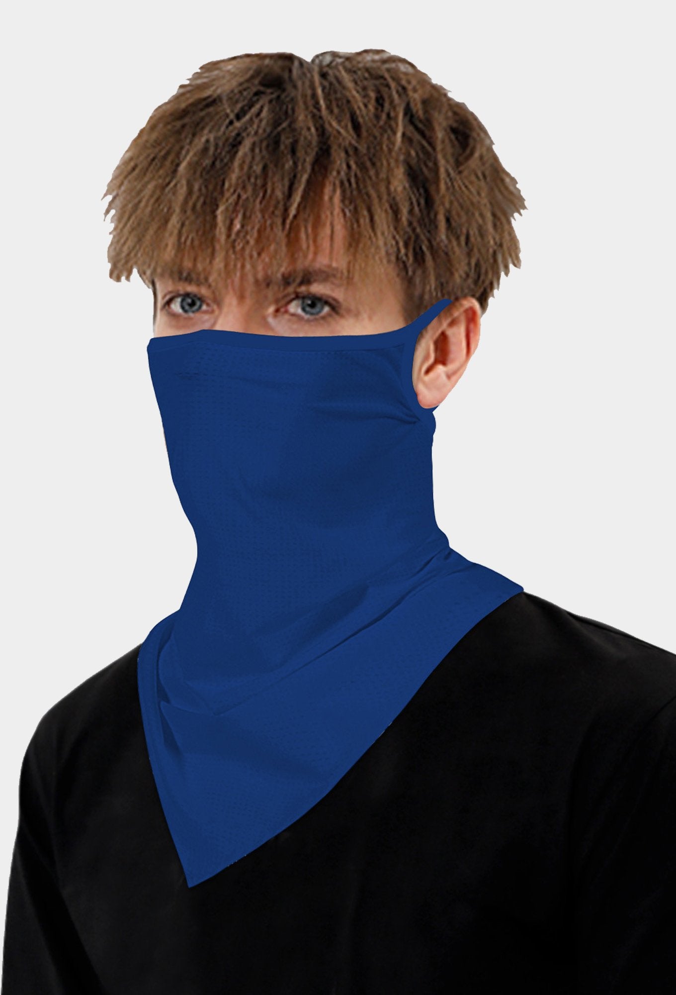 Blaues Gesichtsbandana mit Ohrschlaufen