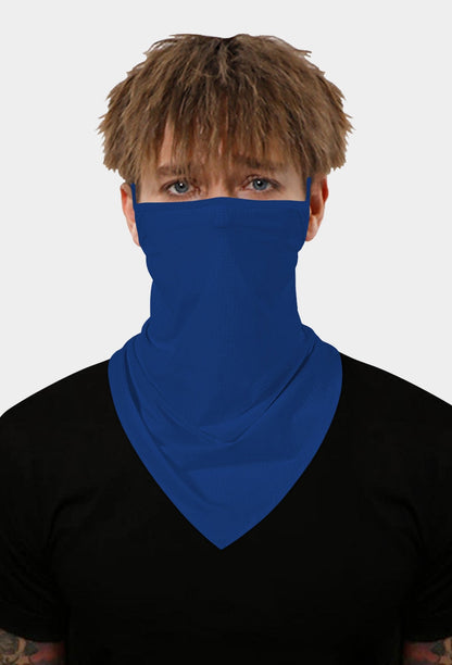 Blaues Gesichtsbandana mit Ohrschlaufen