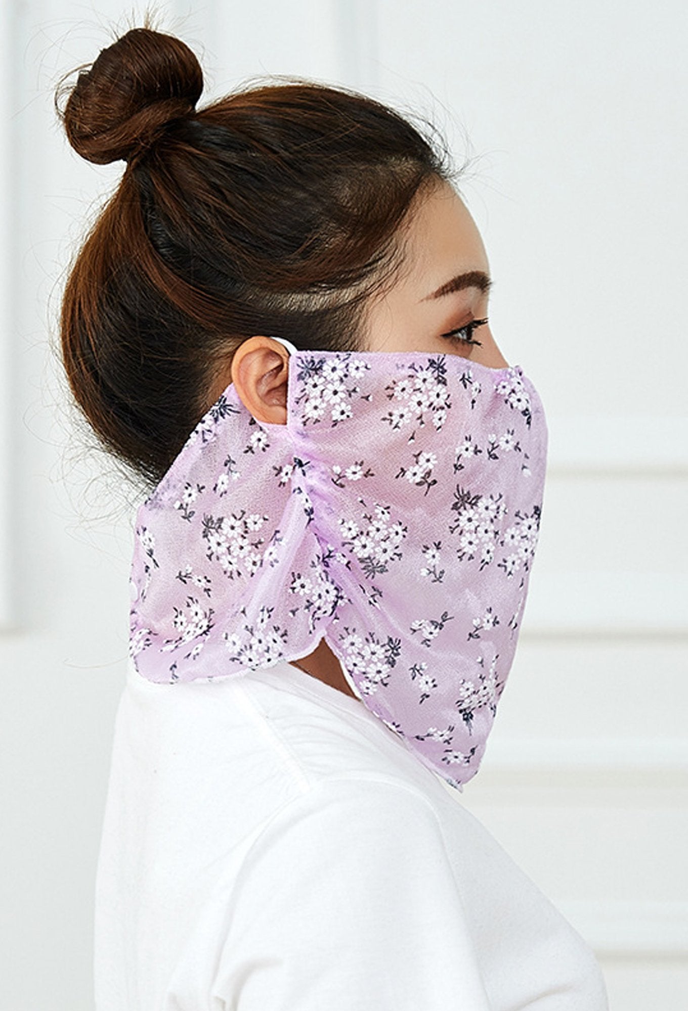 Blumen-Gesichtsbandana mit Ohrschlaufen