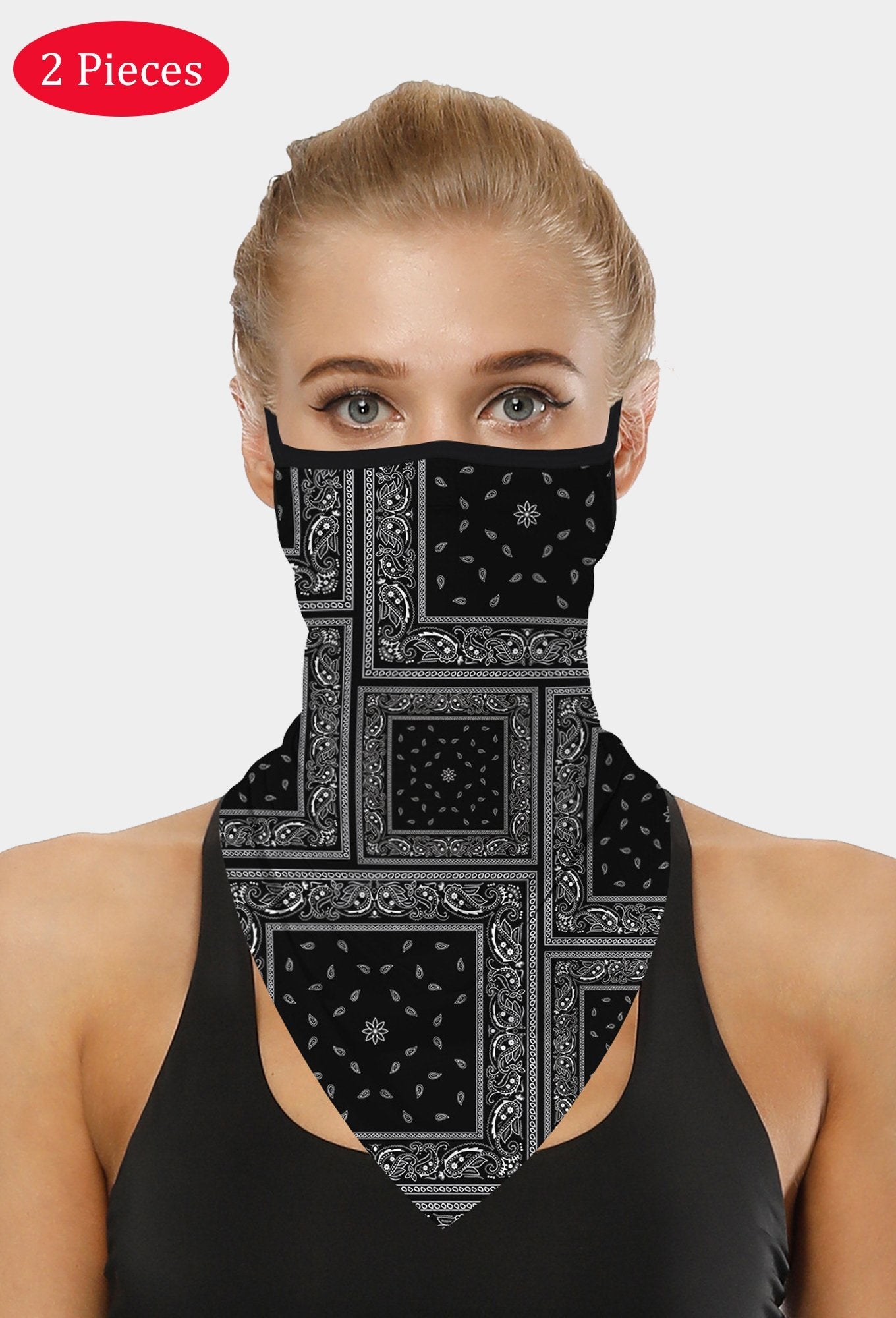 Quadratisches Gesichtsbandana mit Ohrschlaufen