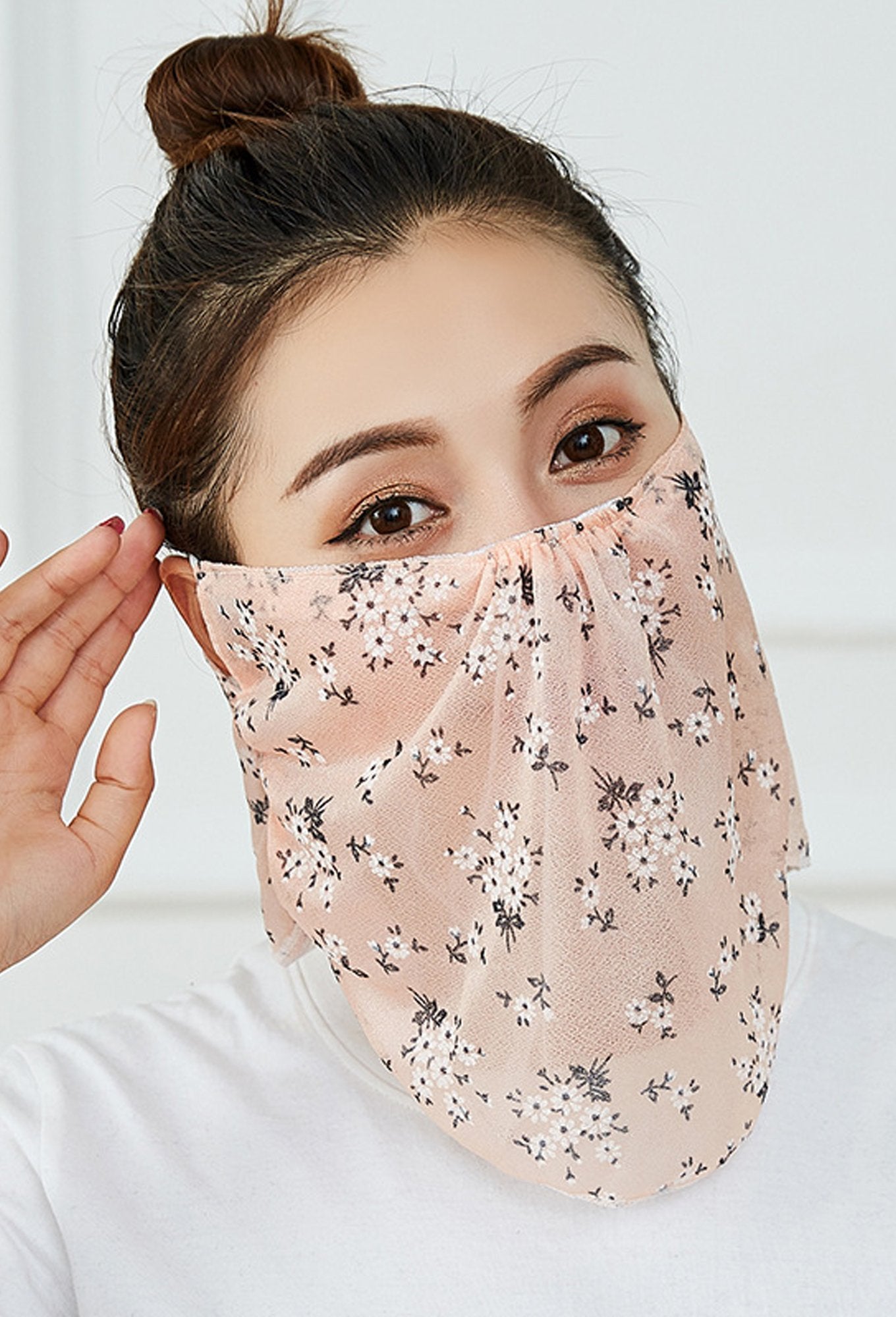 Blumen-Gesichts-Bandana-Maske mit Ohrschlaufen