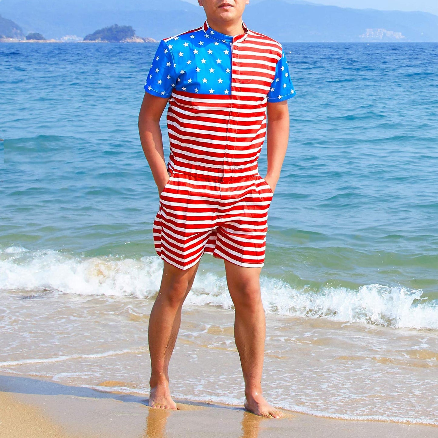 American Flag Male Romper