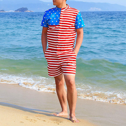 American Flag Male Romper