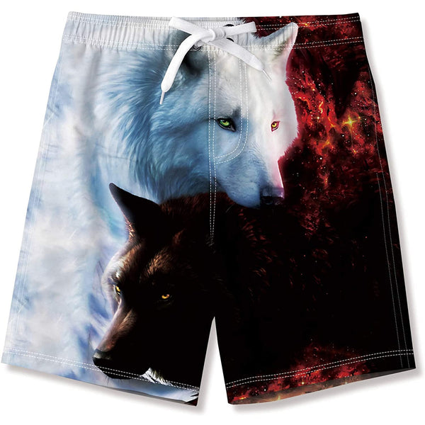 Yin Yang Wolf Funny Boy Swim Trunk