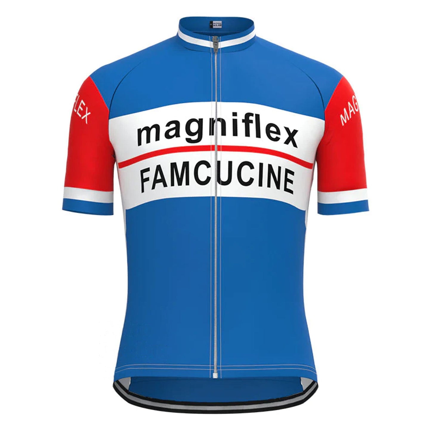 Magniflex Famcucine Blauw Korte Mouw Vintage Fietsshirt Top