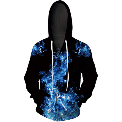 Blue Flame Zip Up Hoodie