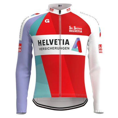 Helvetia La Suisse, rotes Vintage-Langarm-Radtrikot