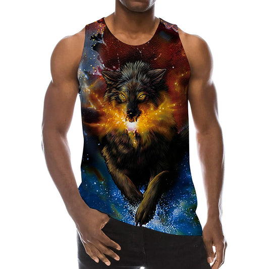 Lustiges Galaxy Wolf Tank Top