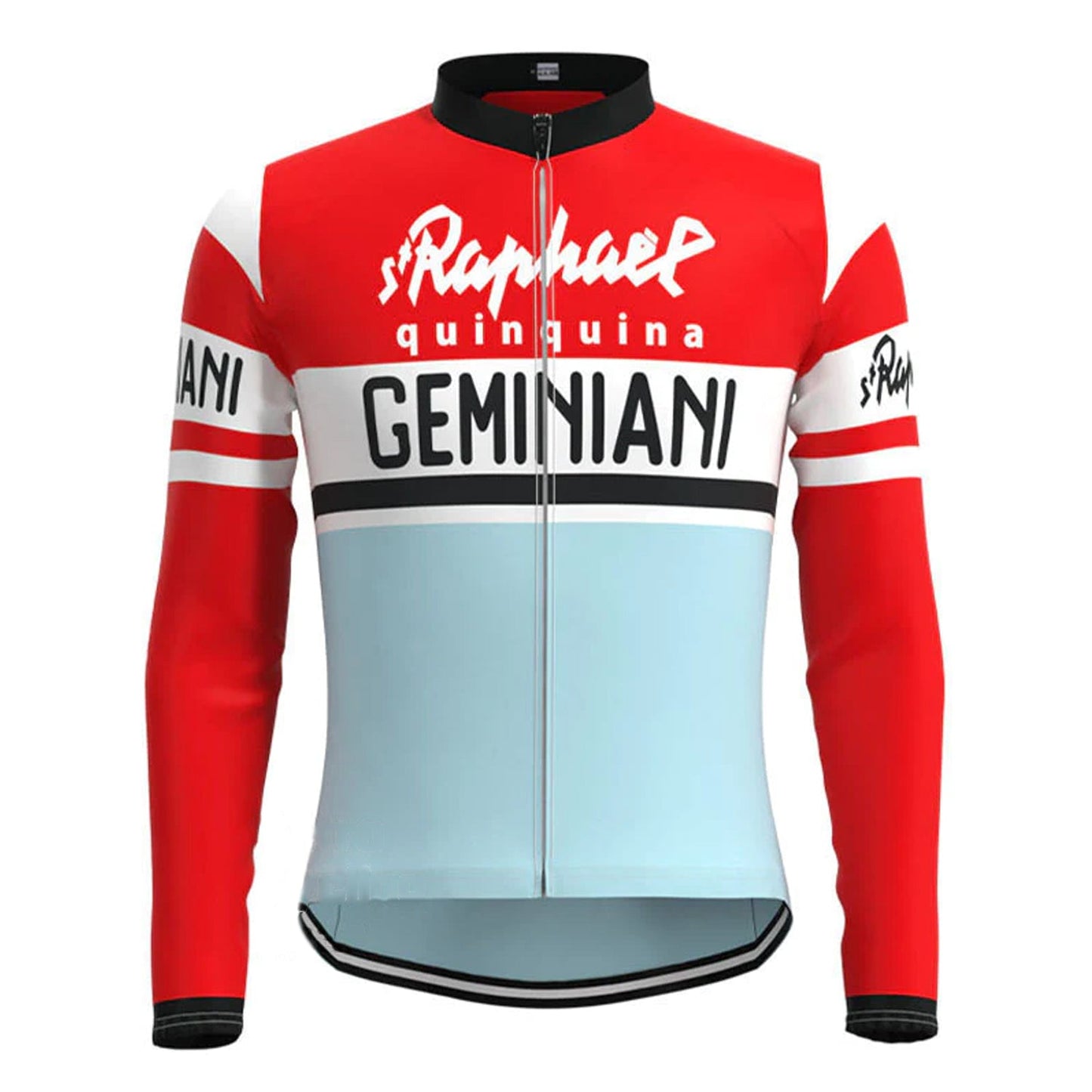 Saint Raphaël Geminiani Rot Blau Vintage Langarm Radtrikot Top