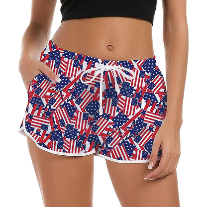 De grappige boardshorts met de Amerikaanse vlag voor dames