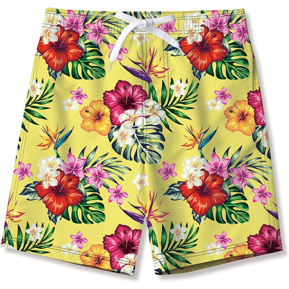 Lustige Badehose für Jungen mit Blumenmuster, Gelb