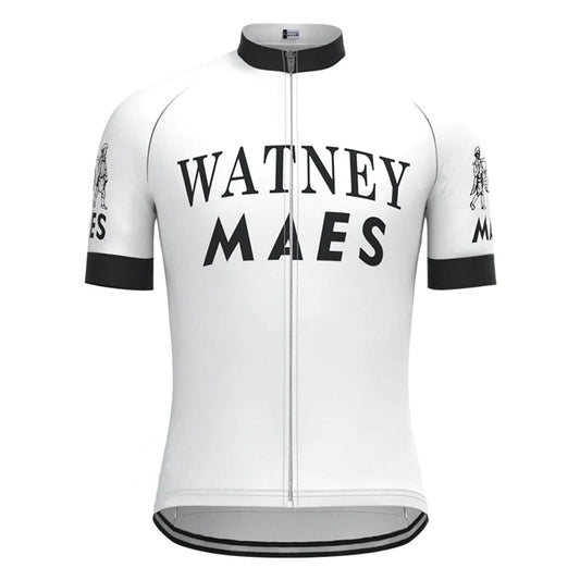 Watney Maes Wit Vintage Korte Mouw Fietsshirt Top