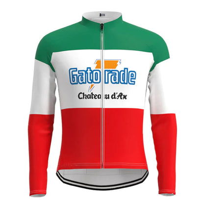 Chateau d'Ax Red Vintage Long Sleeve Cycling Jersey Top