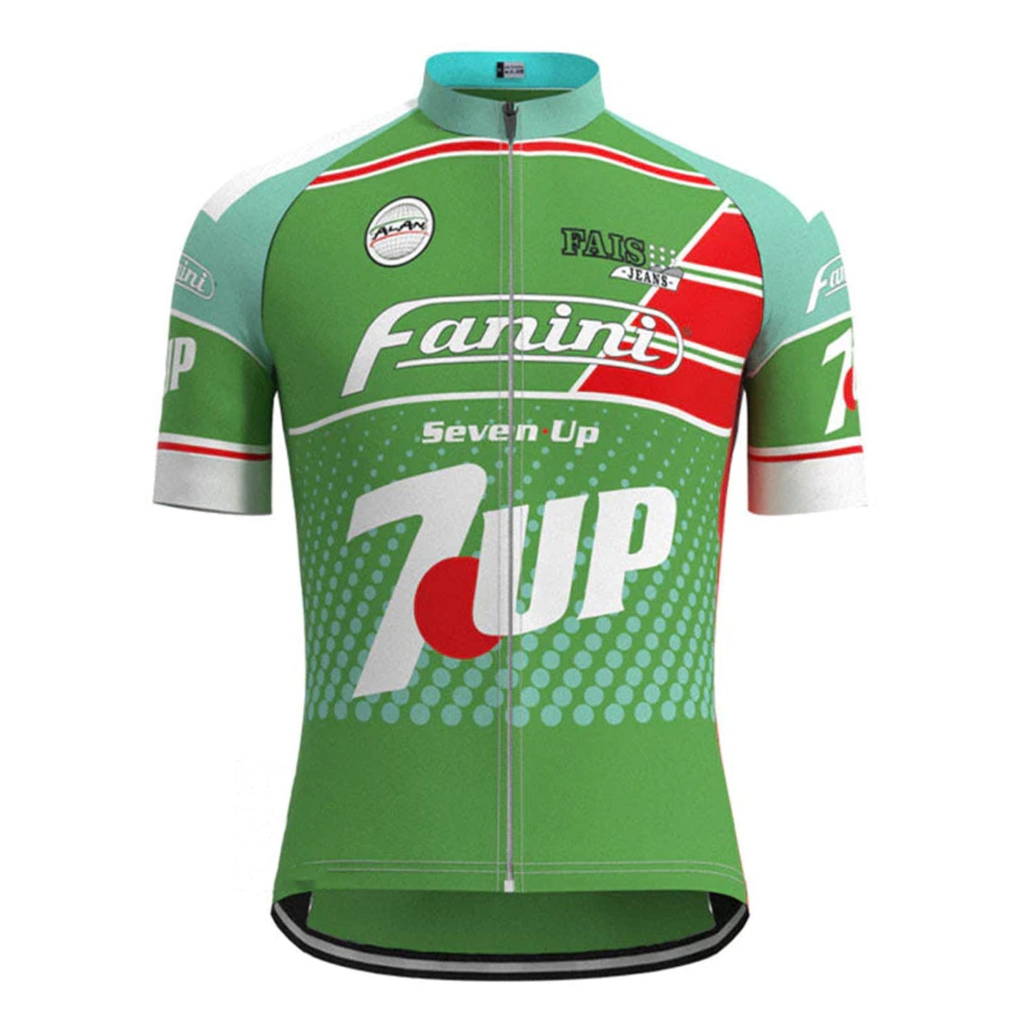 Fanini Seven Up Groen Vintage Korte Mouw Fietsshirt Top