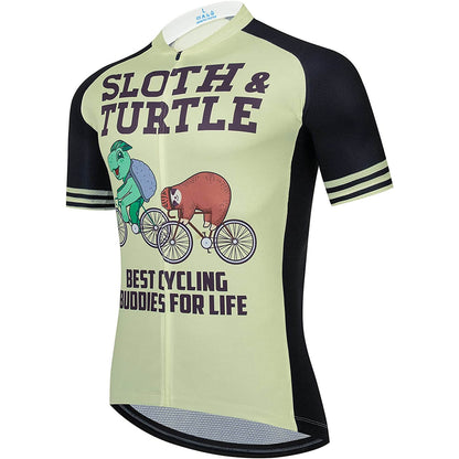 Turtle &amp; Sloth Heren Grappig MTB Korte Mouw Fietsshirt Top