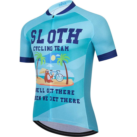 Sloth Palm Tree Beach Heren Grappig MTB Korte Mouw Fietsshirt Top