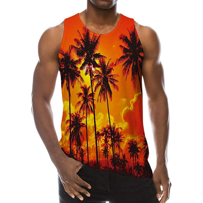 Lustiges Hawaii-Palmen-Tanktop mit orangefarbener Palme