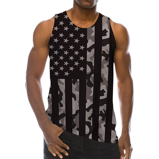 Grijze Amerikaanse vlag grappige tanktop