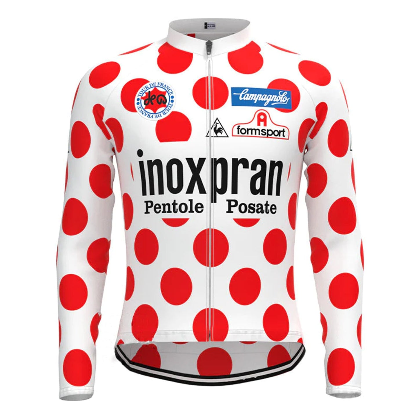 Inoxpran – Rotes Vintage-Langarm-Radtrikot-Oberteil