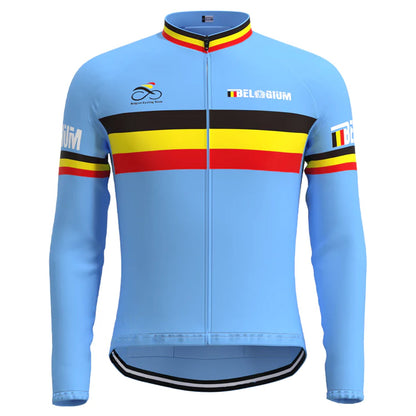 BELGIUM Blauw Lange Mouw Fietsshirt Matching Set