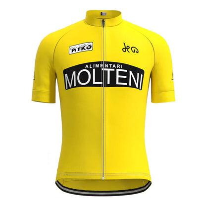 Molteni Geel Vintage Korte Mouw Fietsshirt Top