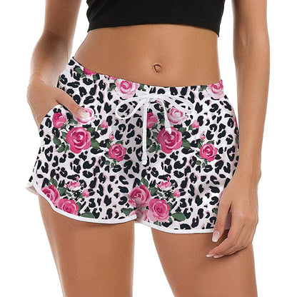 Leopard Rose Grappige Board Shorts voor Vrouwen