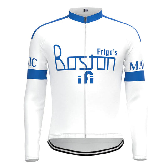 Boston–Mavic Wit Vintage Lange Mouw Fietsshirt Top