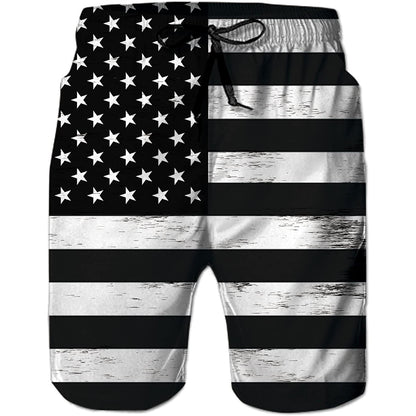 Black American Flag Funny Swim Trunks