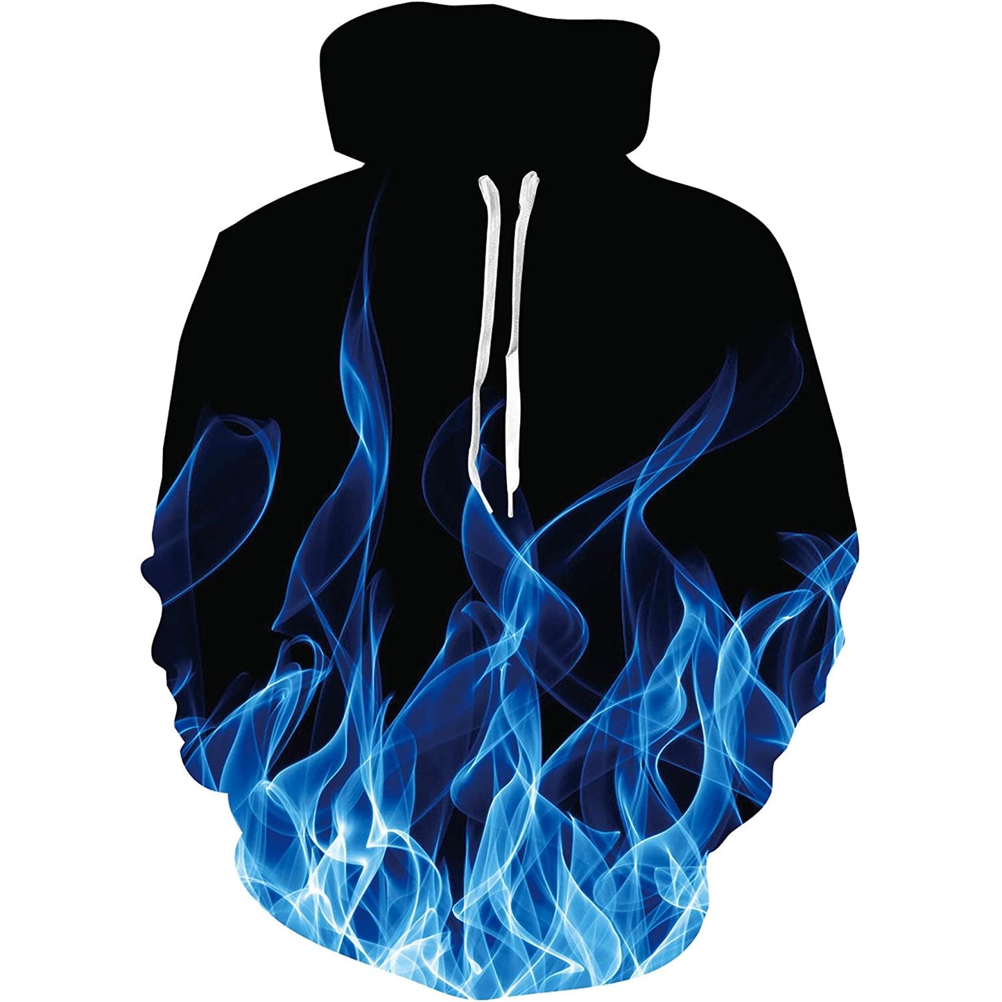 Lustiger Kapuzenpullover mit blauer Flamme