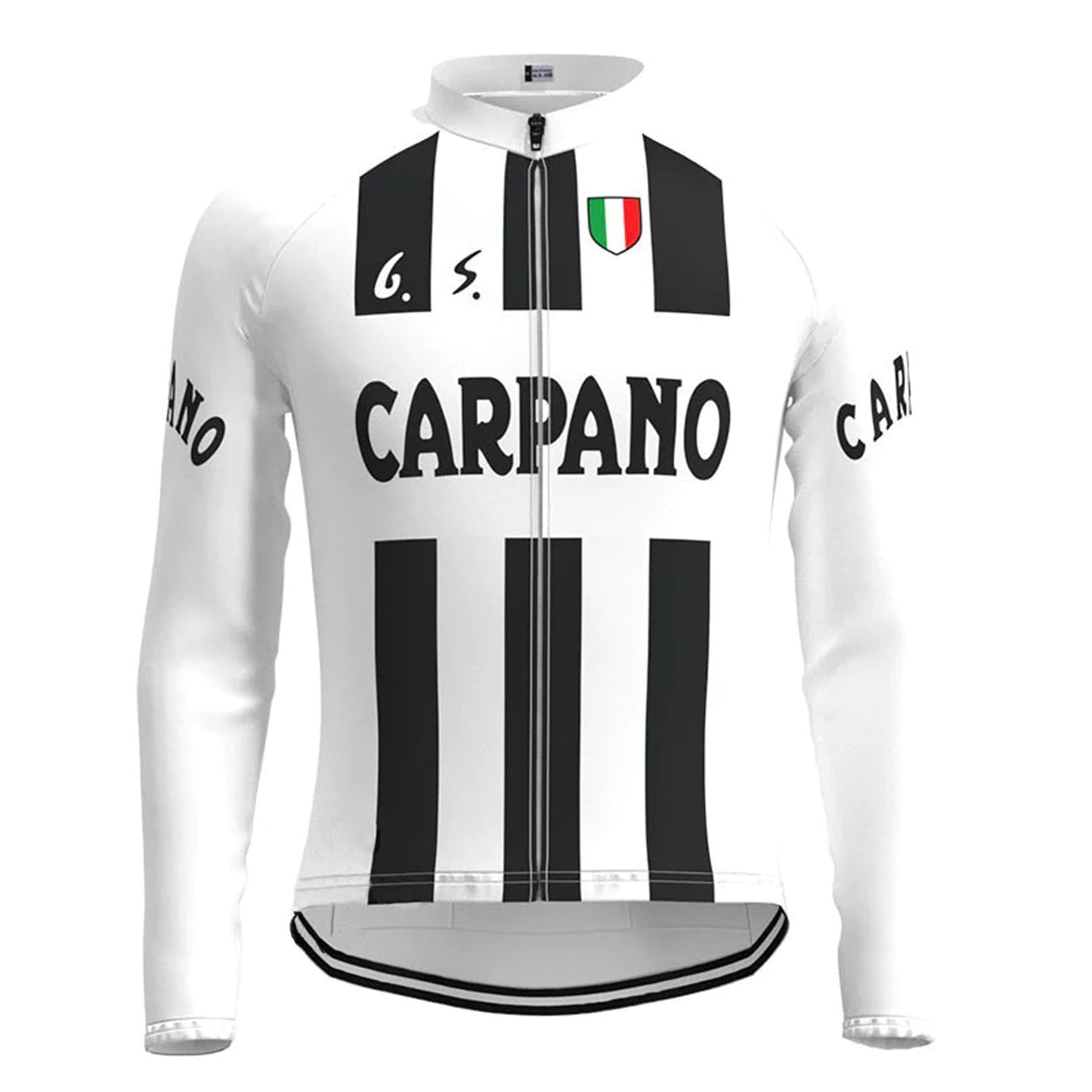 Carpano – Weißes, langärmliges Vintage-Radsport-Trikot