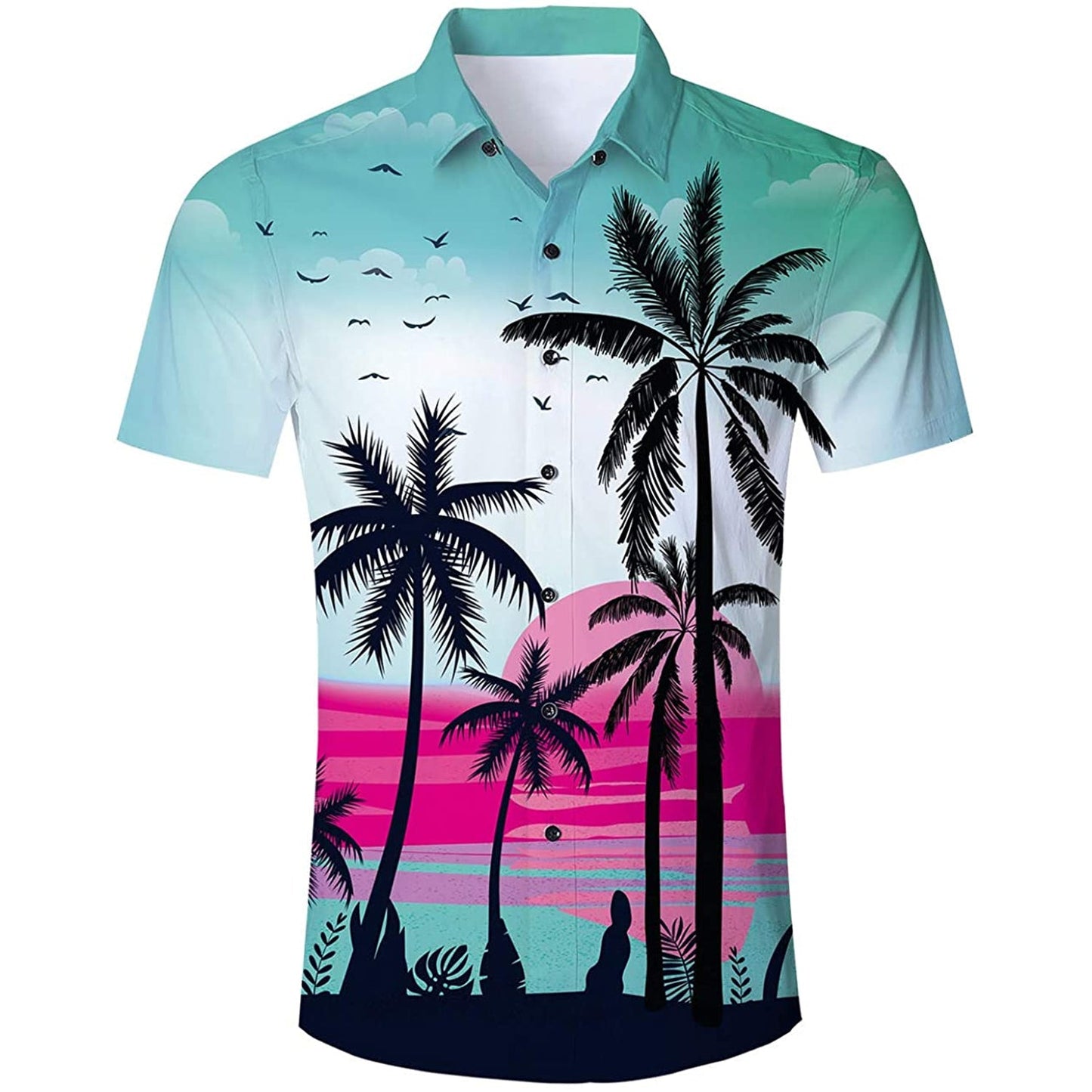 Zonsondergang Palmboom Grappig Hawaiiaans Shirt