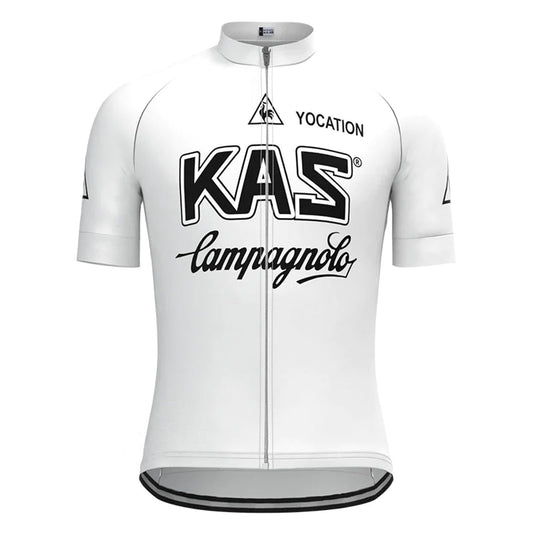 KAS Wit Vintage Korte Mouw Fietsshirt Top