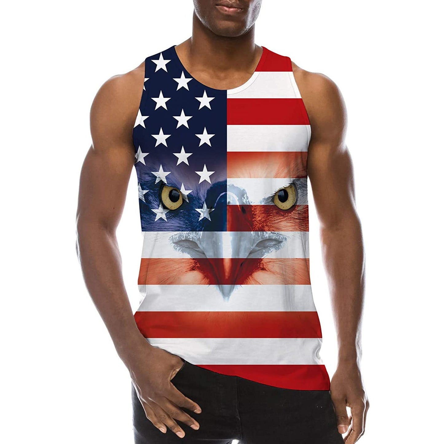 Lustiges Tank Top mit amerikanischer Flagge und Adler